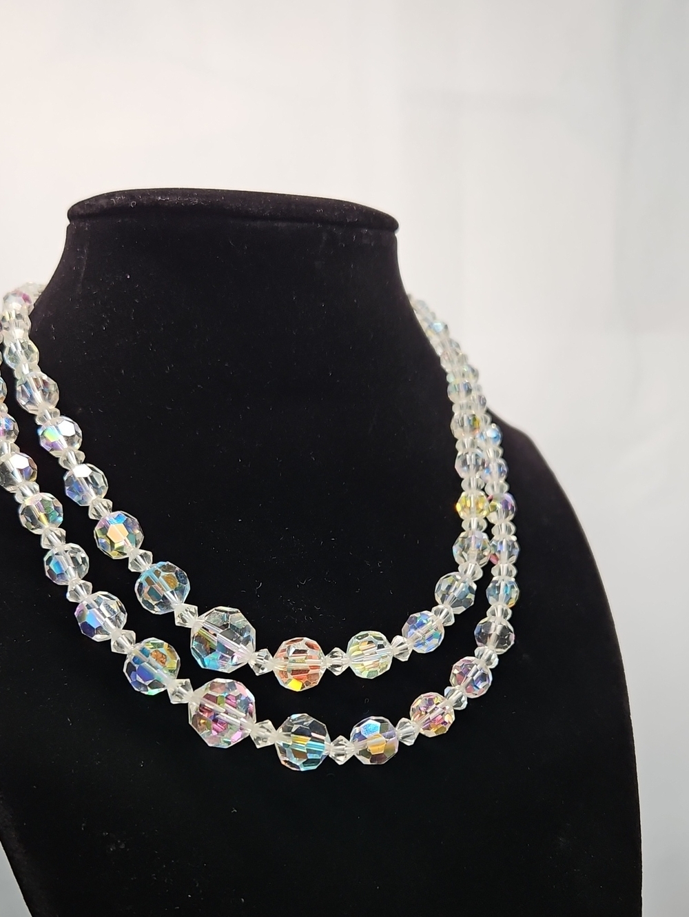 Crystal Aurora Faceted Bead Necklace - Clear